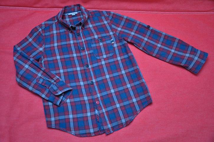 717-109. Chemise à carreaux . Garçon 7 ans Manches longues, Kinderen en Baby's, Kinderkleding | Maat 122, Zo goed als nieuw, Jongen
