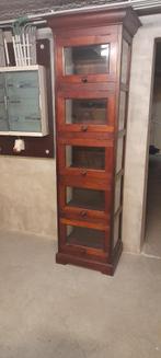 KOLONIALE VITRINEKAST MET GESLEPEN GLAS, Huis en Inrichting, Ophalen, Gebruikt, Glas, Met klep(pen)