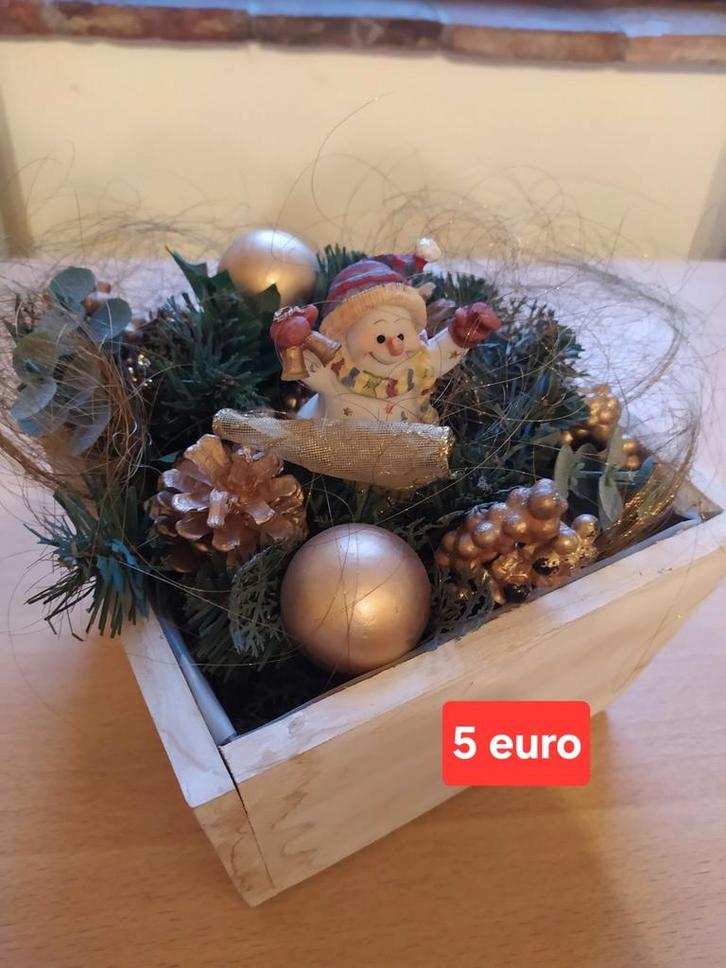 Kerststukje met porseleinen sneeuwman, Diversen, Kerst, Gebruikt, Ophalen of Verzenden