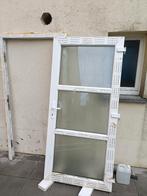 Porte d'entrée PVC blanc, 75 à 150 cm, Chambranle de porte, Synthétique, Enlèvement