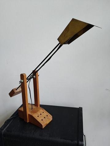 Vintage Houten Bureaulamp beschikbaar voor biedingen