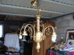 Ancien lustre 5 lampes en bronze, année 1950/60, vintage, Antiquités & Art, Enlèvement