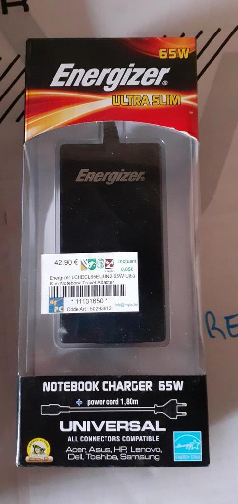 Alimentation universelle 65W Energizer, Computers en Software, Laptop-opladers, Nieuw, Ophalen of Verzenden