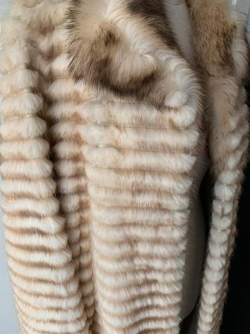 prachtige unieke bontjas pelsen jas bont pelzen jas handmade, Enlèvement ou Envoi, Comme neuf, Taille 42/44 (L), Beige