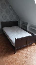 Bed met matras, Huis en Inrichting, Slaapkamer | Bedden, Ophalen, Twijfelaar, Bruin, Hout