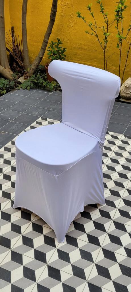 Housses de chaise en tissu stretch blanc (150 pièces), Maison & Meubles, Chaises, Comme neuf, Enlèvement ou Envoi