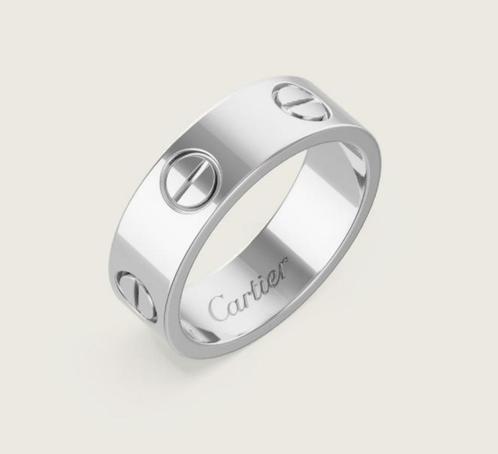 Bague LOVE de Cartier en or gris 750 / 18 carats Taille 58., Bijoux, Sacs & Beauté, Bagues, Comme neuf, Femme ou Homme, 20 ou plus grands