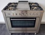 ☘️ Luxe Fornuis Boretti 90 cm rvs 5 pits Frytop 1 grote oven, Elektronische apparatuur, 60 cm of meer, 5 kookzones of meer, Vrijstaand