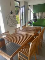 Houten eettafel met 8 stoelen, Ophalen, Zo goed als nieuw