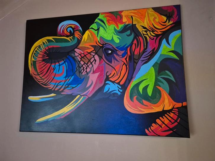 Tableau Éléphant, Antiek en Kunst, Kunst | Schilderijen | Abstract