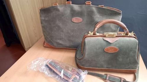 Kwaliteitsvolle Handtas + Reistas, Texier, (Vintage), Handtassen en Accessoires, Tassen | Damestassen, Gebruikt, Handtas, Groen