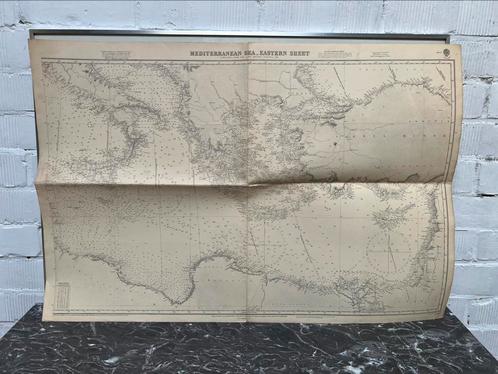 Uniek Mediterraanse zee - Navigatie landkaart WWII, Boeken, Atlassen en Landkaarten, Gelezen, Landkaart, Overige gebieden, 1800 tot 2000