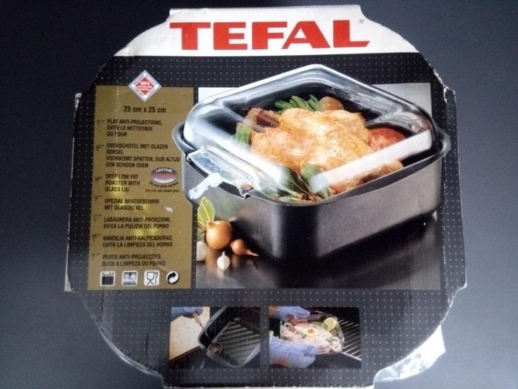 Tefal ovenschotel met glazen deksel 25 x 25 cm, Huis en Inrichting, Keuken | Potten en Pannen, Nieuw, Koekenpan of Braadpan, Aluminium