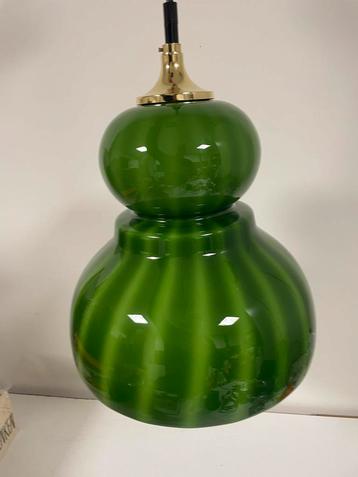 zeldzame groene glazen hanglamp  Peill & Putzler jaren '60 beschikbaar voor biedingen