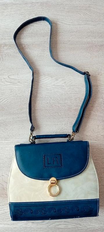 Sac à main LR bleu et beige à bandoulière 