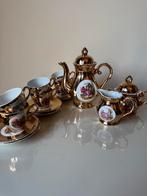 Luxe porseleinen koffie-/theeservies met goud – 4 personen, Antiek en Kunst, Antiek | Servies compleet, Ophalen