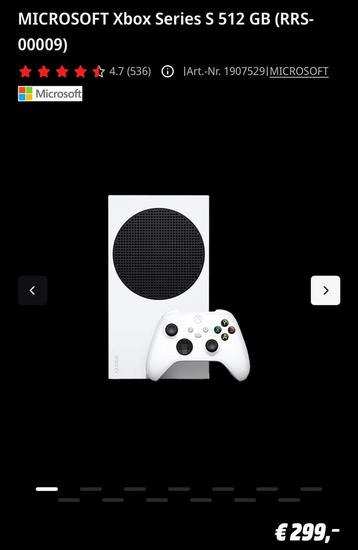 MICROSOFT Xbox Series S 512 GB+Xbox controller(Black Carbon) beschikbaar voor biedingen