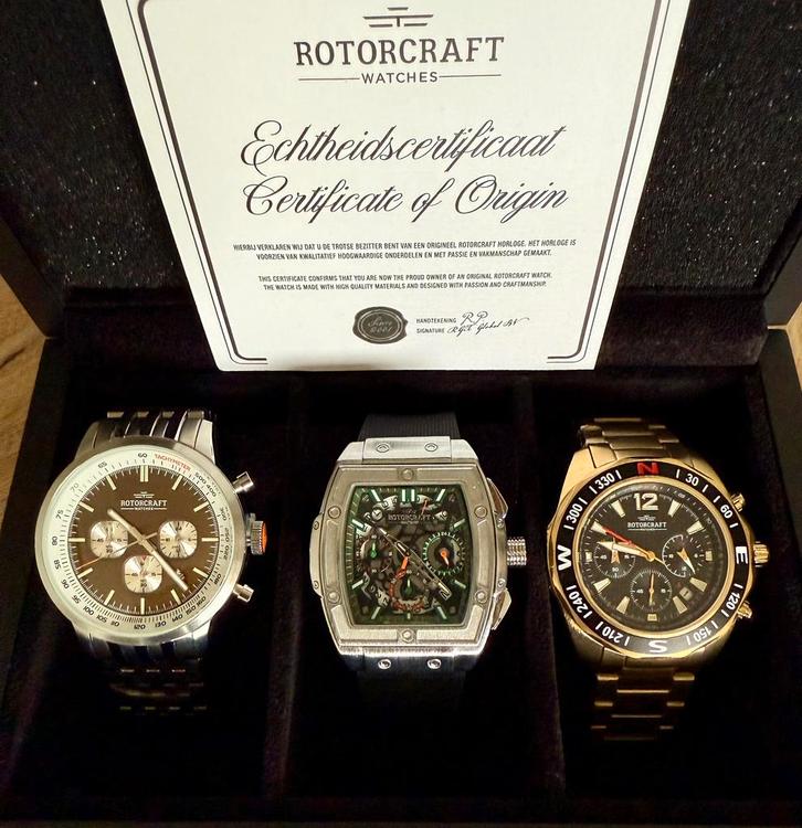 CADEAUTIP VOOR KERSTMIS⌚️🎁! HORLOGEBOX ROTORCRAFT TWV1567€!, Handtassen en Accessoires, Horloges | Heren, Nieuw, Ophalen of Verzenden