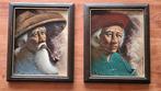 Schilderijen op tabaksblad gesigneerd, Antiek en Kunst, Kunst | Schilderijen | Klassiek, Ophalen of Verzenden