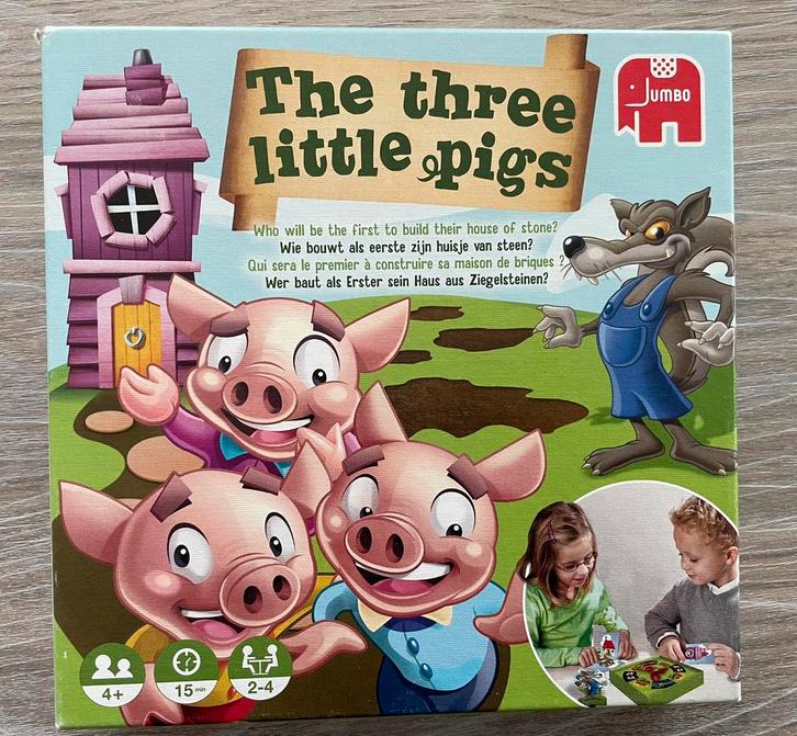 Bordspel, De 3 biggetjes, Jumbo, Hobby en Vrije tijd, Gezelschapsspellen | Bordspellen, Zo goed als nieuw, Een of twee spelers
