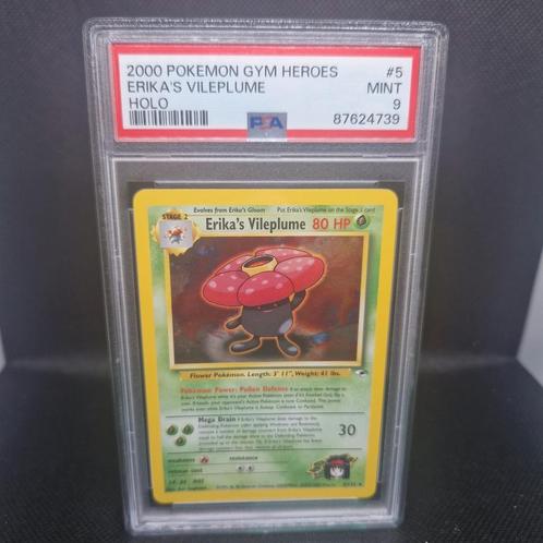 Erika's Vileplume Holo Gym Heroes PSA 9, Hobby en Vrije tijd, Verzamelkaartspellen | Pokémon, Zo goed als nieuw, Ophalen of Verzenden