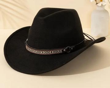 Western Cowboy Hoed, Met Vintage Etnische Stijl Riem (Nieuw), Kleding | Dames, Hoeden en Petten, Ophalen of Verzenden, Nieuw, 56 of 57 cm (M, 7 of 7⅛ inch)