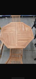Table octogonal +4 chaises de jardin chic tout en teck neuve, Jardin & Terrasse, Enlèvement, Neuf, Bois de teck, Sets de jardin