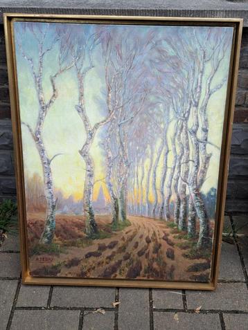 huile sur toile chemin signe A DEBRY beschikbaar voor biedingen