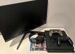 PLAYSTATION 4 SLIM + 2 controllers + MONITOR/HEADSET/GAMES, Games en Spelcomputers, Ophalen, Slim