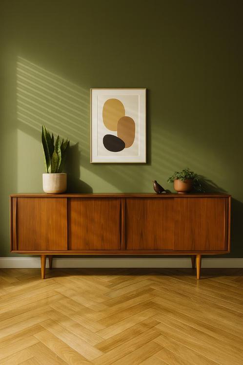 Prachtig vintage Deens dressoir, Huis en Inrichting, Kasten | Dressoirs, Gebruikt, Met deur(en), Met plank(en), Teakhout, Ophalen of Verzenden