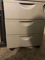 Caisson gris pour bureau 3 tiroirs sur roulettes, Enlèvement, Utilisé