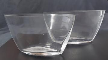 2 vases ovales design moderne en verre, Moins de 50 cm, Autres couleurs, Comme neuf, Verre