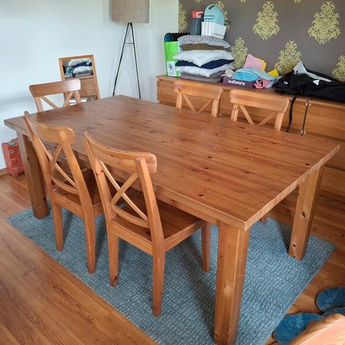 Zware eettafel en stoelen, Huis en Inrichting, Tafels | Eettafels, Gebruikt, Ophalen