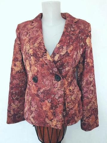 Mooi getailleerde jas maat 42 Oran Pink Flower Print beschikbaar voor biedingen