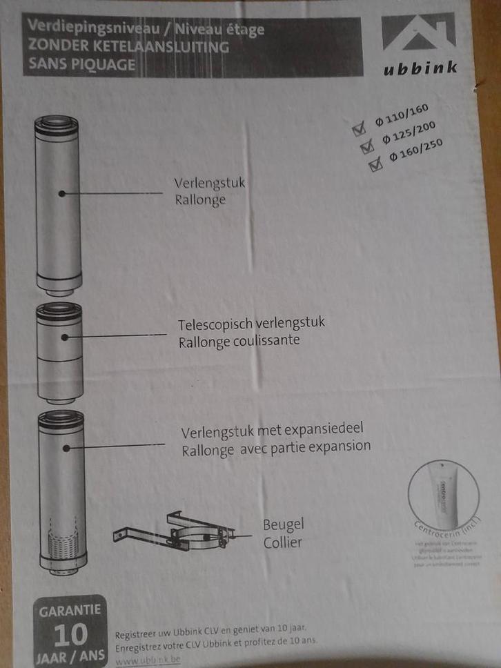 Kit Ubbink 110/160 pour chaudière, Bricolage & Construction, Chauffage & Radiateurs, Enlèvement