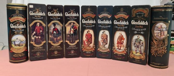 9x Glenfiddich Whisky blikken, Verzamelen, Wijnen, Ophalen
