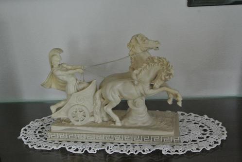 . A.Santini 1910- 1975 Gladiator/Strijdwagen/Paarden, Antiquités & Art, Art | Sculptures & Bois, Enlèvement ou Envoi