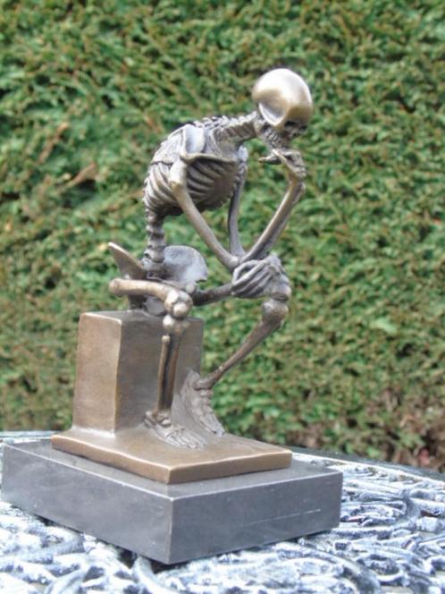 Denkerbeeld van RODIN, gesigneerde bronzen skeletversie, Antiek en Kunst, Antiek | Brons en Koper, Brons, Ophalen