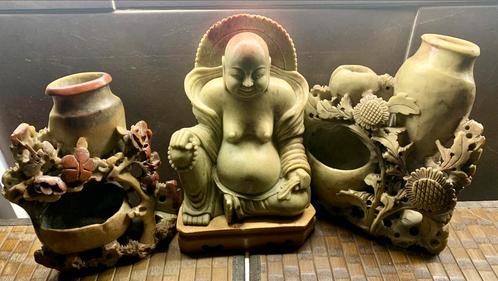 AMAZING ITEMS WITH STEATITE BUDDHA SET, Antiquités & Art, Antiquités | Porcelaine