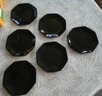 Eighties zes zwarte dessert borden Arcoroc Octime, Enlèvement ou Envoi, Comme neuf, Uni, Assiettes(s)