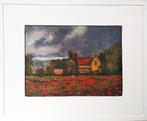 “Huis in het bos” Schilderij in lijst, Antiek en Kunst, Verzenden