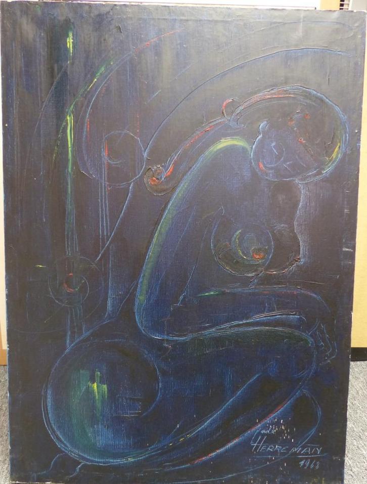 HERREMAN LODE OLIE OP DOEK, Antiek en Kunst, Kunst | Schilderijen | Modern, Ophalen