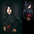 Gothic Rock Halloween pruik lang zwart krullend haar, Handtassen en Accessoires, Verzenden, Nieuw, Pruik of Haarverlenging