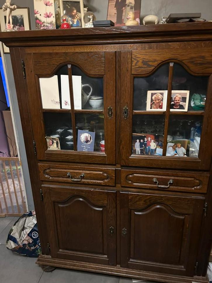 Vintage vitrine kast, Huis en Inrichting, Kasten | Buffetkasten, Gebruikt, Ophalen