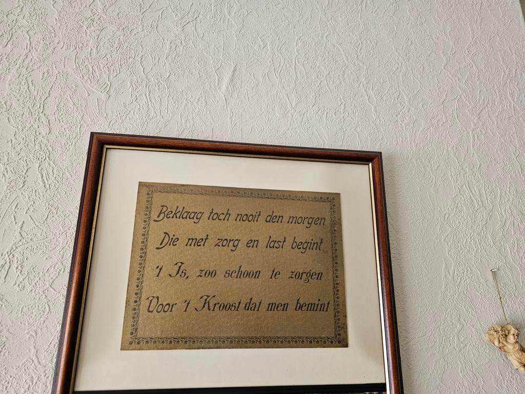 Spiegel met oude spreuk erboven, Ophalen of Verzenden, Zo goed als nieuw