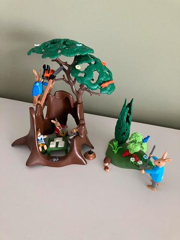 Playmobil konijnenfamilie in bos 5 mannetjes + 6 bosdieren beschikbaar voor biedingen