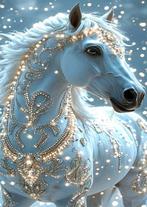 Peinture au diamant cheval en or blanc 30x20cm, Enlèvement ou Envoi, Neuf, Bricolage
