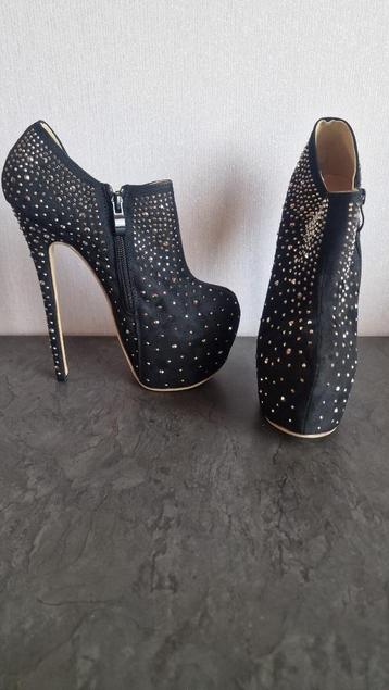 haut talon aiguille botte bottine noir strass pointure 38