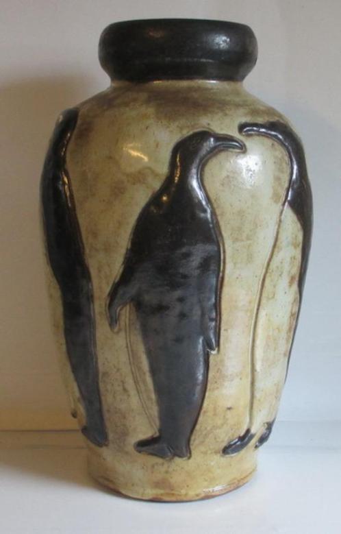 art deco gres keramiek vaas pinguins Roger Guerin Armogres, Antiek en Kunst, Antiek | Keramiek en Aardewerk, Verzenden