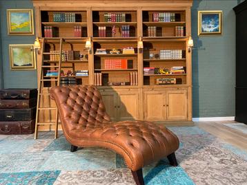 Prachtige engels Chesterfield lounge zetel cognac  beschikbaar voor biedingen